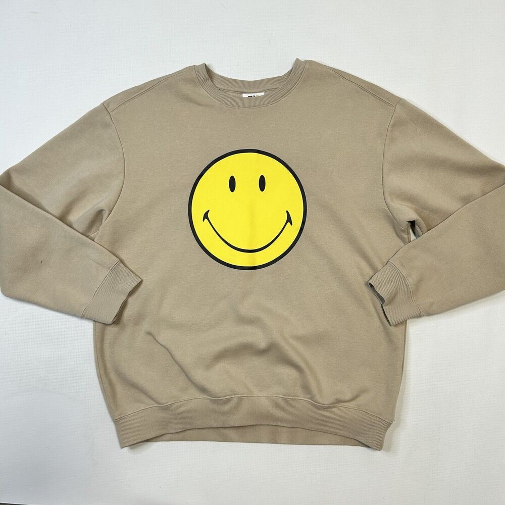 SMILEY X H & M Sweatshirt Mens Medium Stay Smiley Happy Face Streetwear Pullover